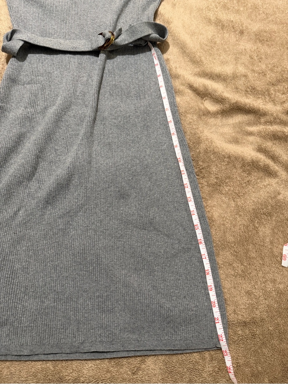 Moda International Grey Ribbed Polo Midi Dress with Belt - Picture 3 of 5